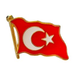 Türk Bayrağı Mineli Yaka Rozeti (İğneli) Türk Bayrağı Mineli Yaka Rozeti (İğneli)